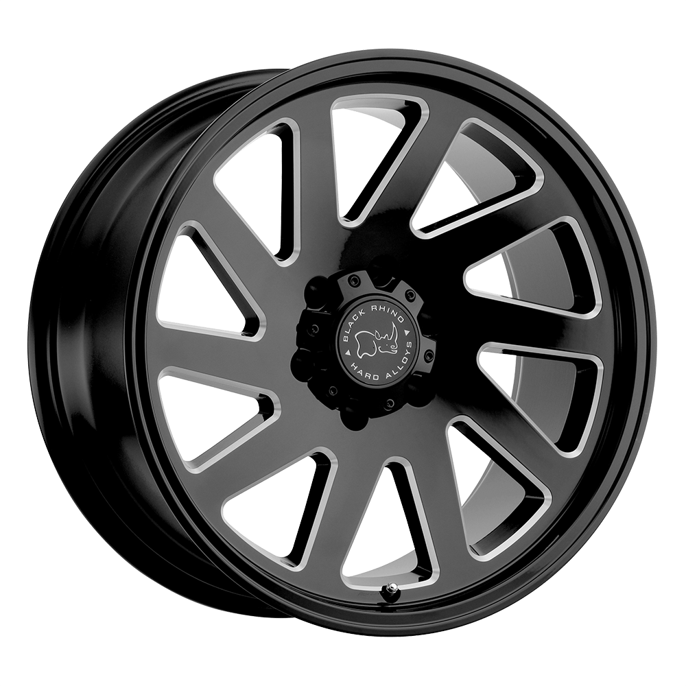 Black Rhino Hard Alloys Thrust 22x12 Gloss Black w/Milled Spokes -44mm ET 125.1mm CB 8x180