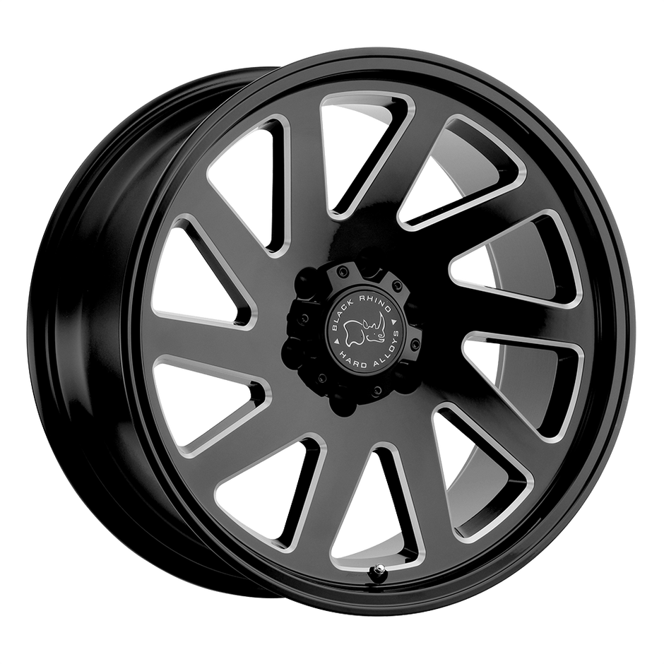 Black Rhino Hard Alloys Thrust 22x12 Gloss Black w/Milled Spokes -44mm ET 125.1mm CB 8x180