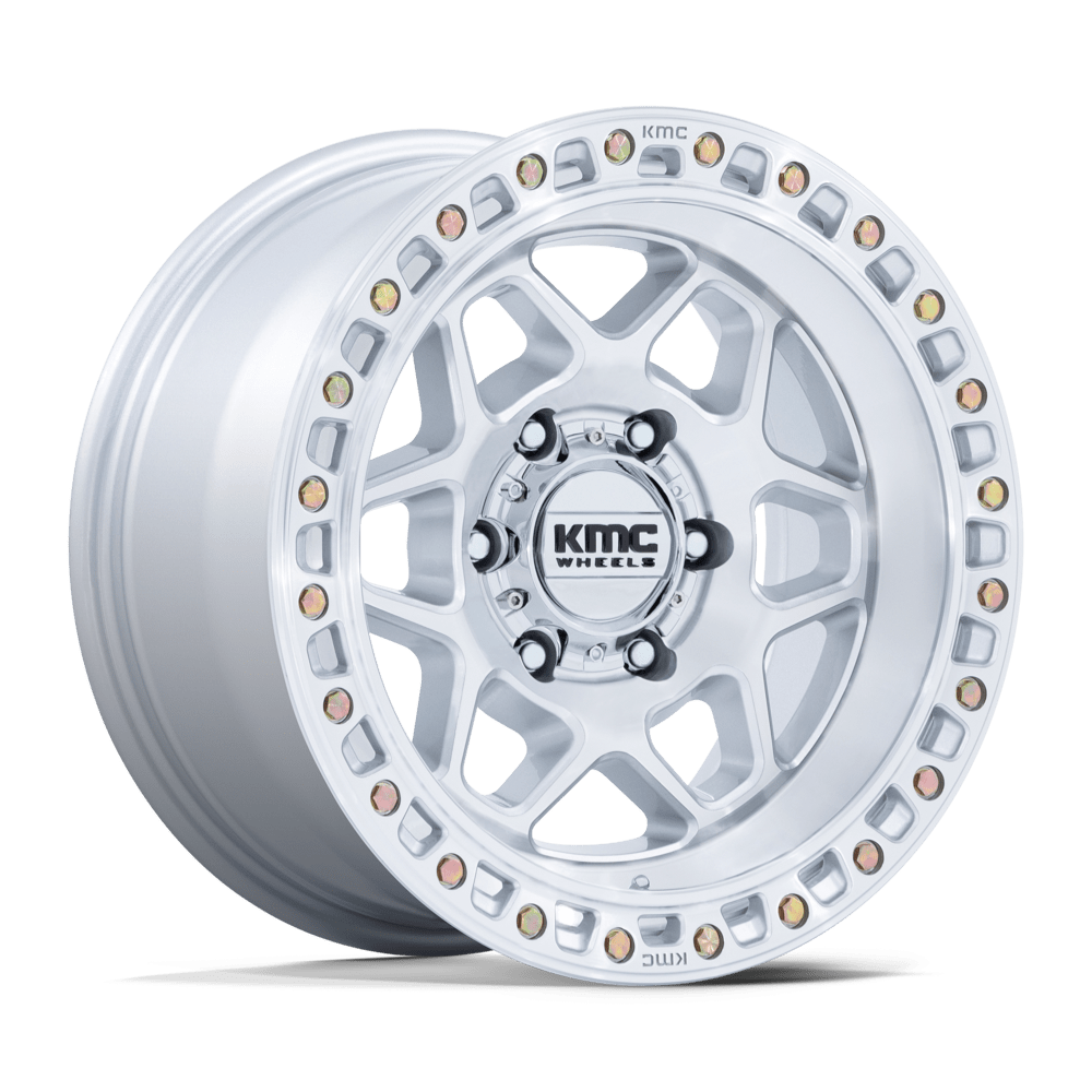 KMC Wheels KM553 Torx 17x8.5 Gloss Silver w/Machined Face 25mm ET 66.06mm CB 6x114.3