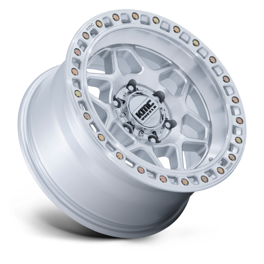 KMC Wheels KM553 Torx 17x8.5 Gloss Silver w/Machined Face 25mm ET 66.06mm CB 6x114.3