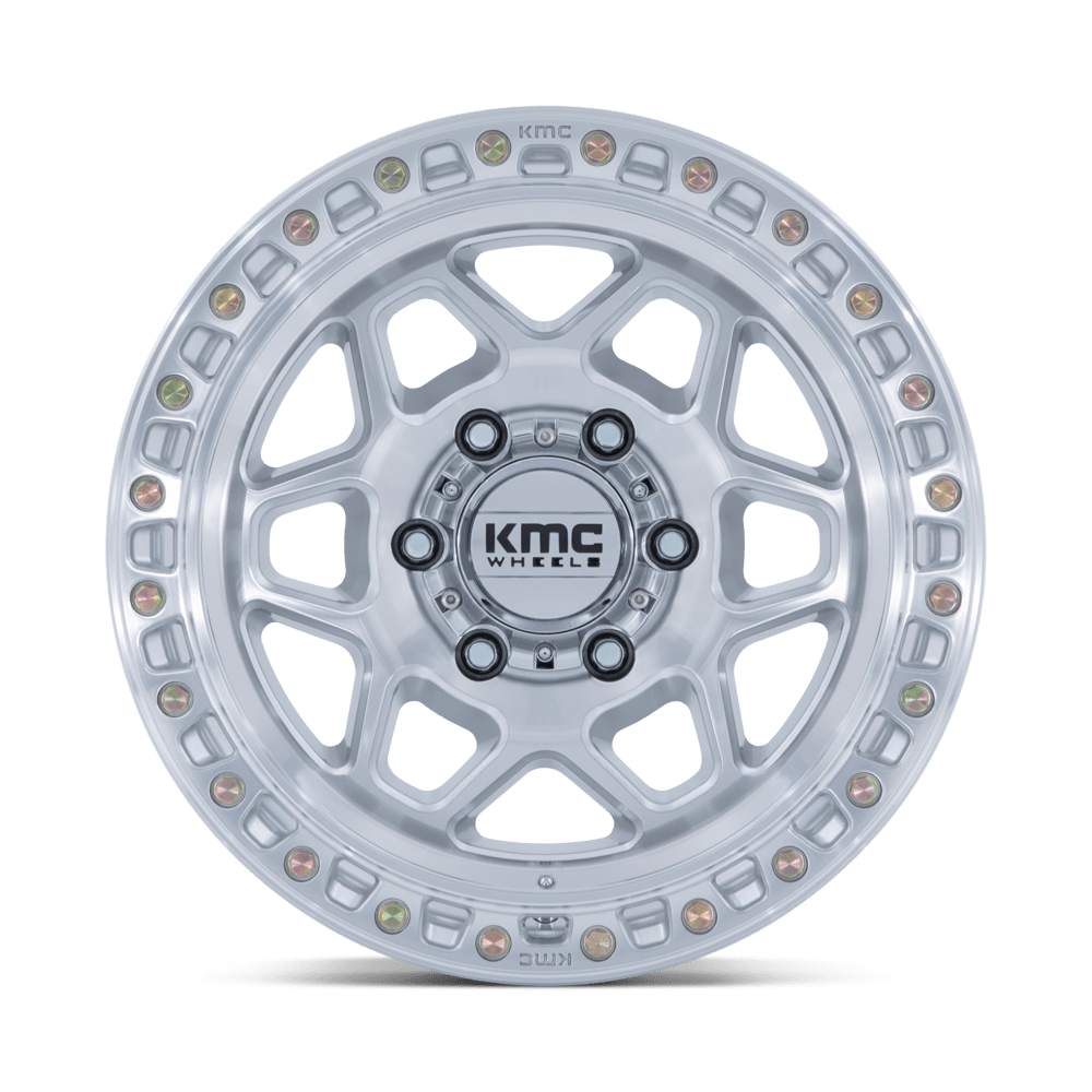 KMC Wheels KM553 Torx 17x8.5 Gloss Silver w/Machined Face 25mm ET 66.06mm CB 6x114.3
