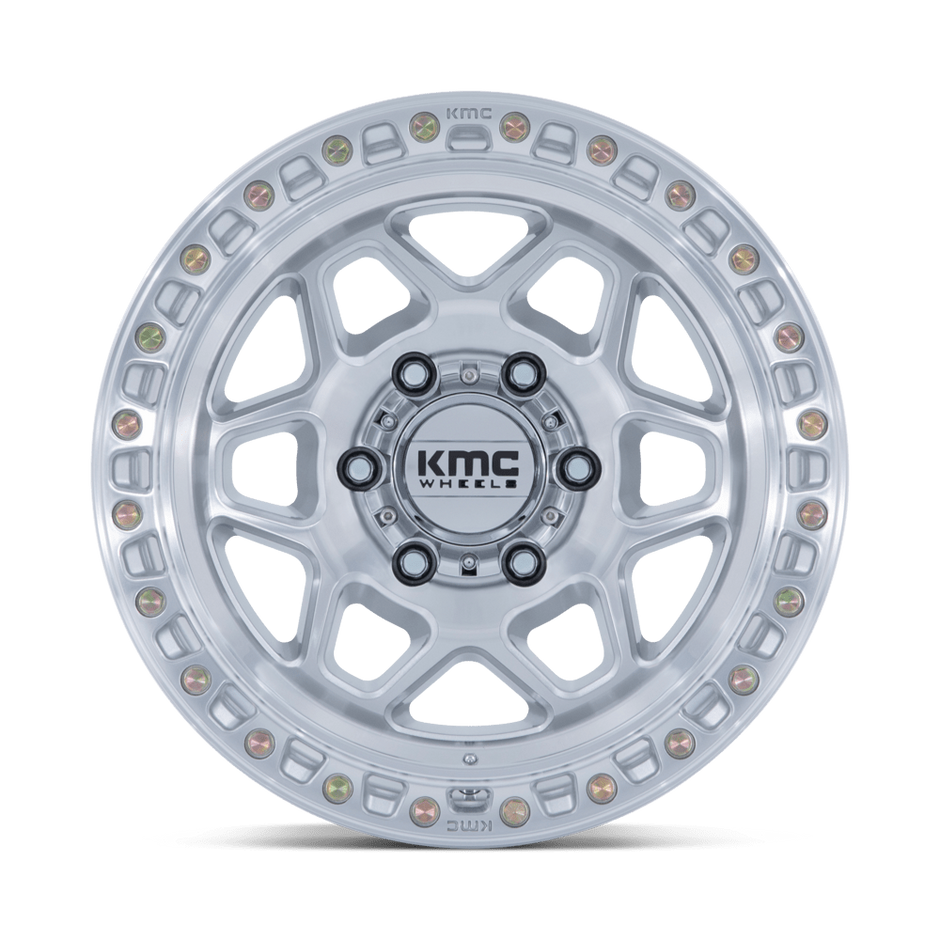 KMC Wheels KM553 Torx 17x8.5 Gloss Silver w/Machined Face 25mm ET 66.06mm CB 6x114.3