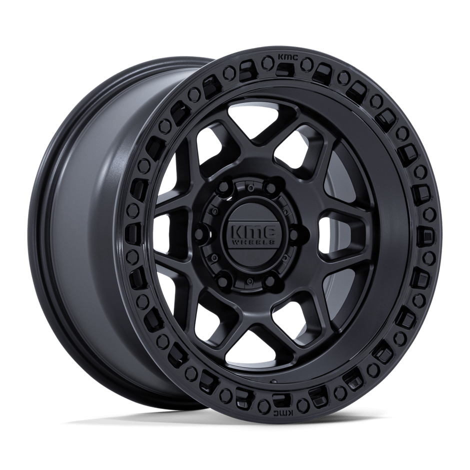 KMC Wheels KM553 Torx 17x8.5 Matte Black w/Gloss Black Lip 25mm ET 66.06mm CB 6x114.3
