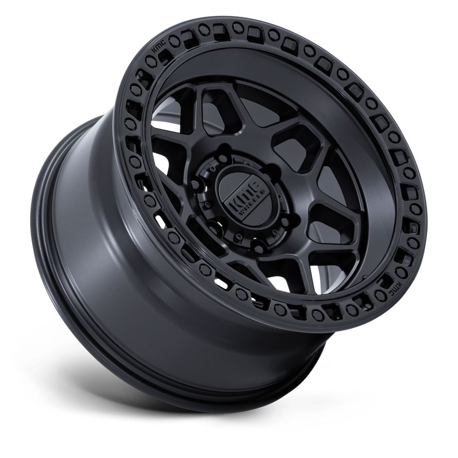 KMC Wheels KM553 Torx 17x8.5 Matte Black w/Gloss Black Lip 25mm ET 66.06mm CB 6x114.3