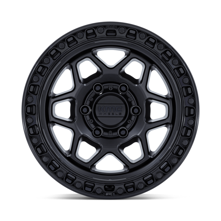 KMC Wheels KM553 Torx 17x8.5 Matte Black w/Gloss Black Lip 25mm ET 66.06mm CB 6x114.3