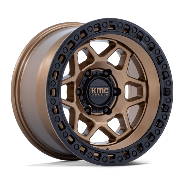 KMC Wheels KM553 Torx 17x8.5 Matte Bronze w/Gloss Black Lip 25mm ET 66.06mm CB 6x114.3