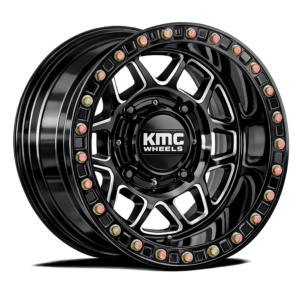 KMC Wheels KS241 Torx Beadlock 15x7 Gloss Black Milled 38mm ET 115.1mm CB 4x156