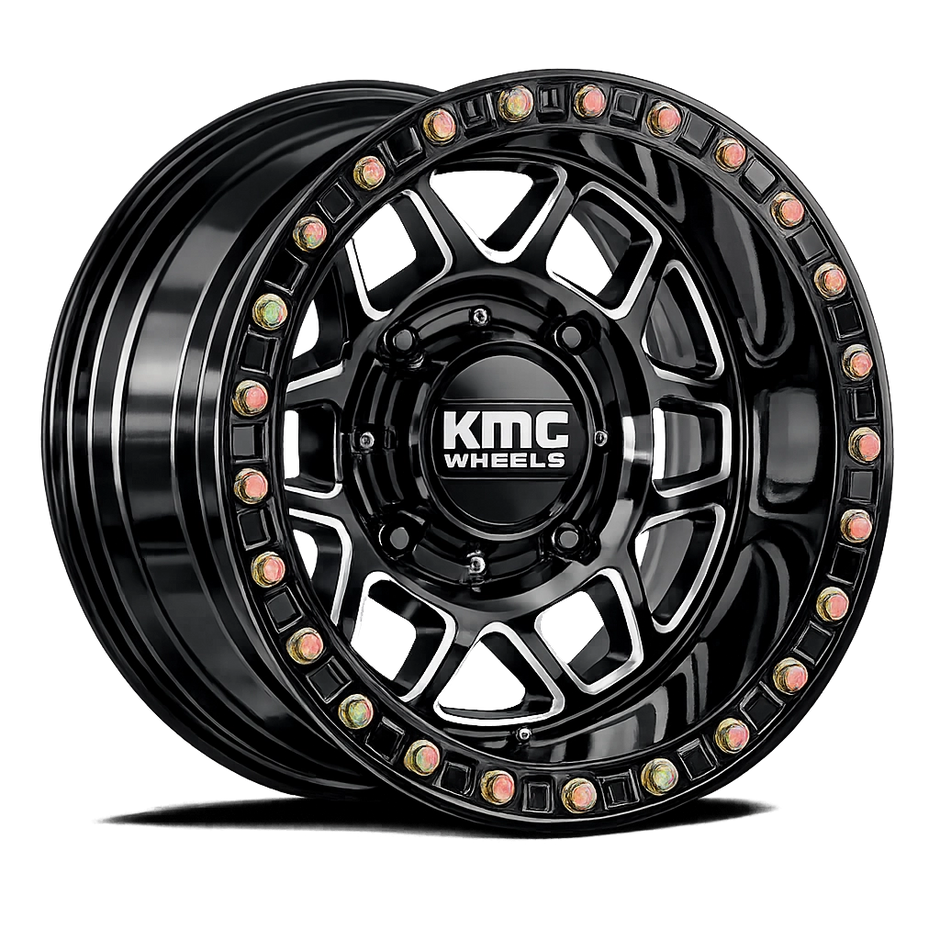 KMC Wheels KS241 Torx Beadlock 15x7 Gloss Black Milled 38mm ET 115.1mm CB 4x156