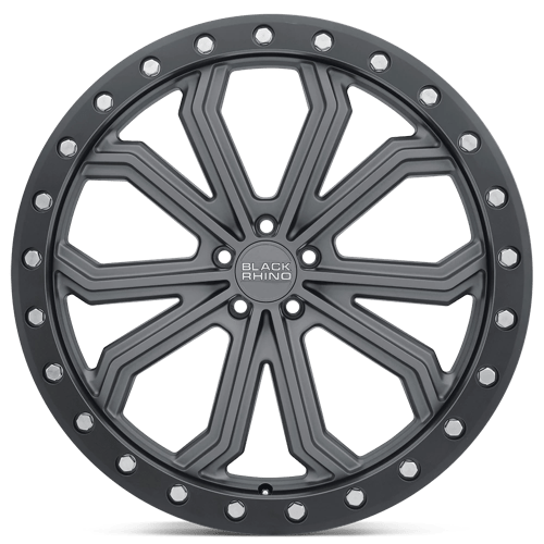 Black Rhino Hard Alloys Trabuco 22x10 Matte Gunmetal w/Black Ring & Silver Bolts 40mm ET 66.56mm CB 5x112