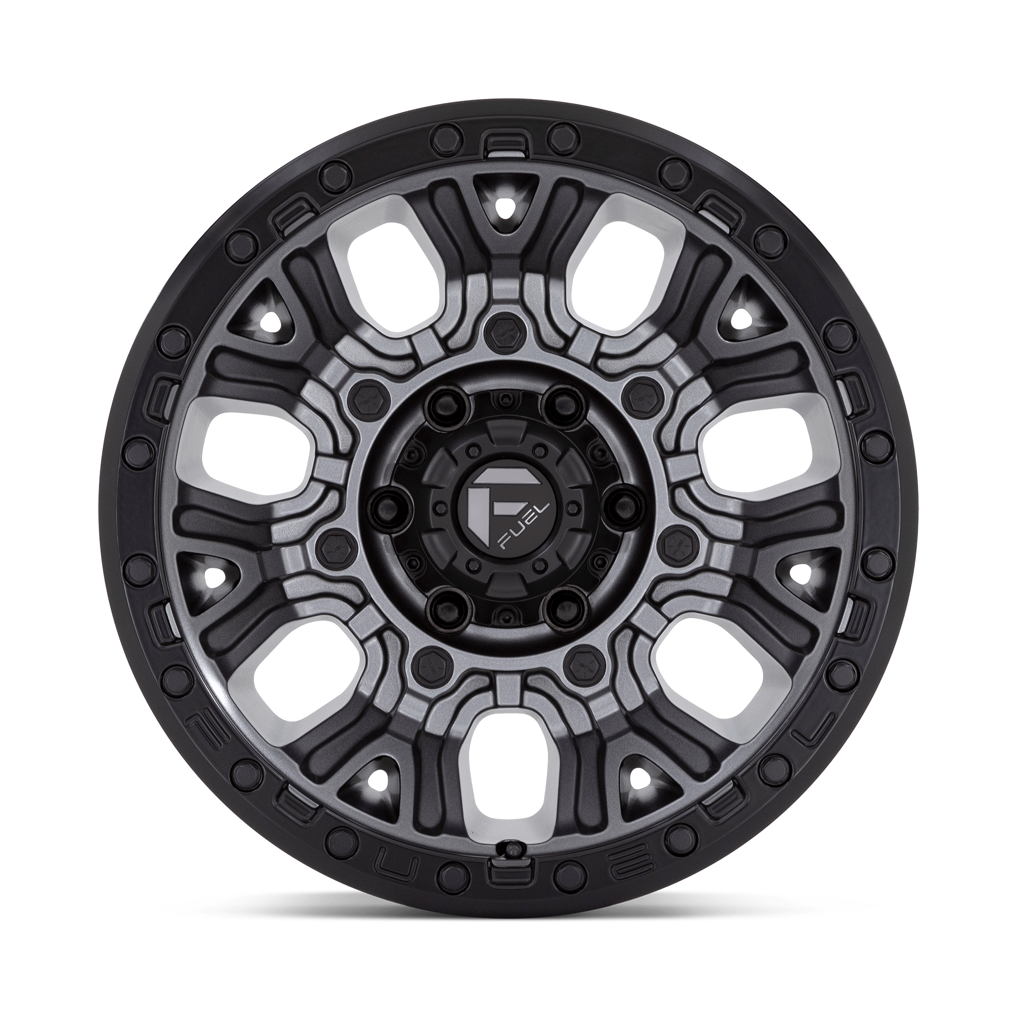 Fuel Wheels D825 Traction 17x9 Matte Gunmetal w/Black Ring -12mm ET 71.5mm CB 5x127