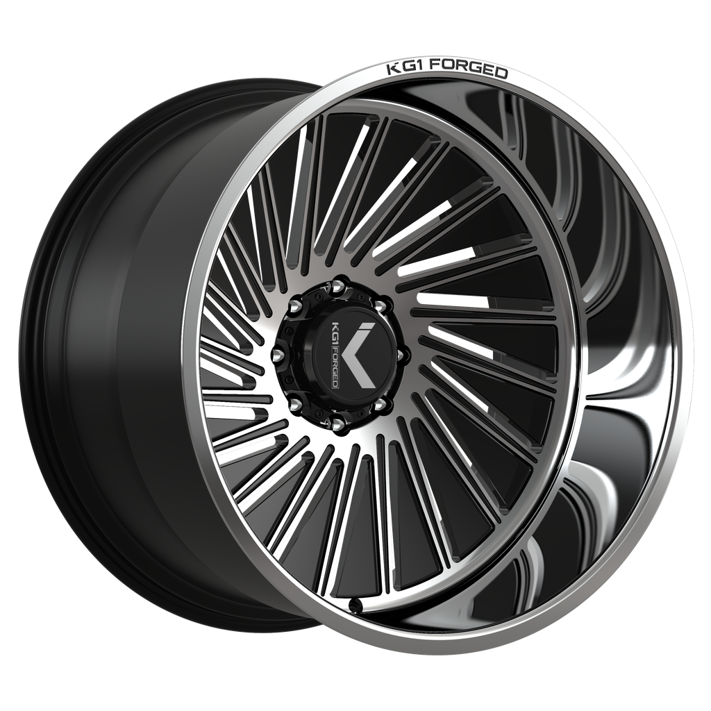 KG1 Forged KC080 Trance-Right Wheel 24x12 Gloss Black Milled W/Polish Lip -44mm ET 124.3mm CB 8x180