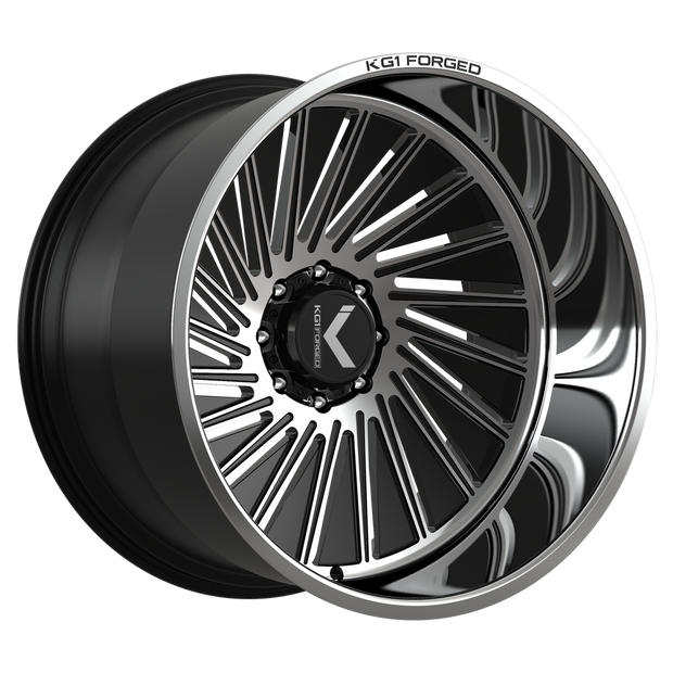 KG1 Forged KC080 Trance-Right Wheel 24x12 Gloss Black Milled W/Polish Lip -44mm ET 124.3mm CB 8x180