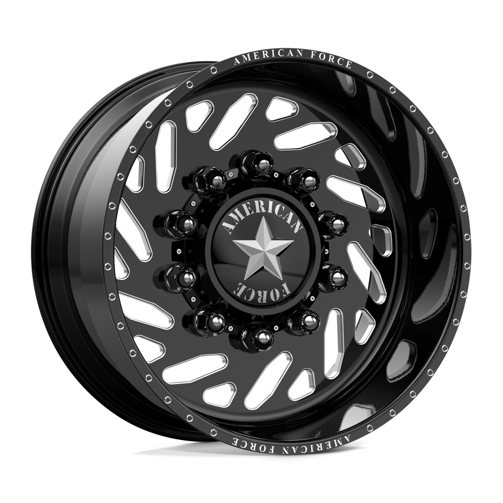 American Force Trek SD forged wheels in gloss black milled finish, three-quarter view