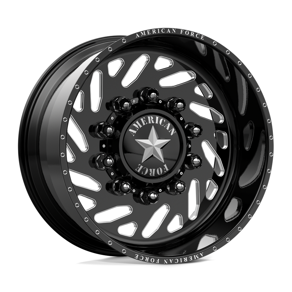 American Force Trek SD forged wheels in gloss black milled finish, three-quarter view