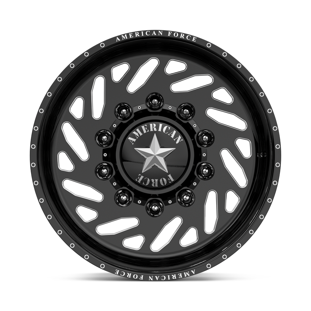 American Force Trek SD forged wheels in gloss black milled finish, face view