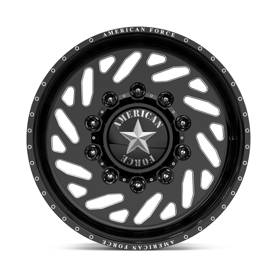 American Force Trek SD forged wheels in gloss black milled finish, face view