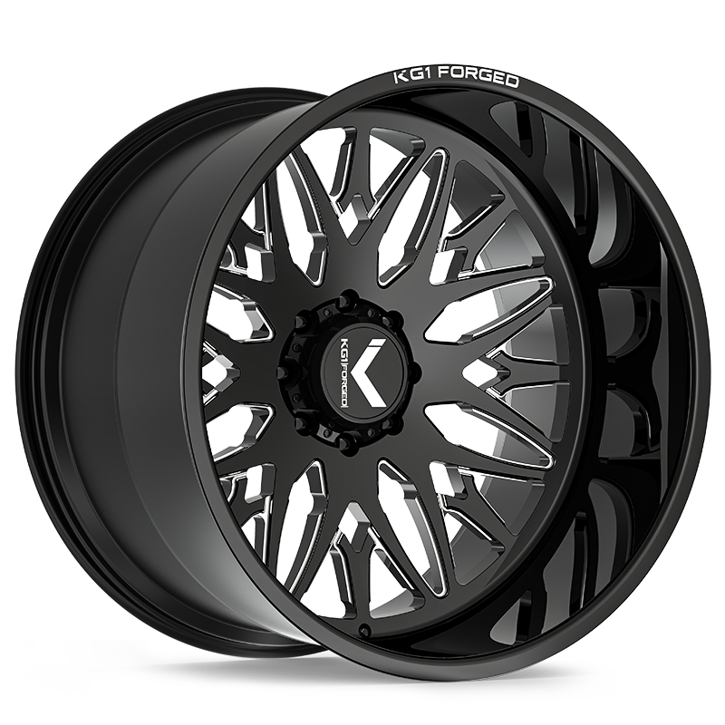 KG1 Forged KC014 Trident 22x14 Gloss Black Milled -76mm ET 78.1mm CB 5x139.7