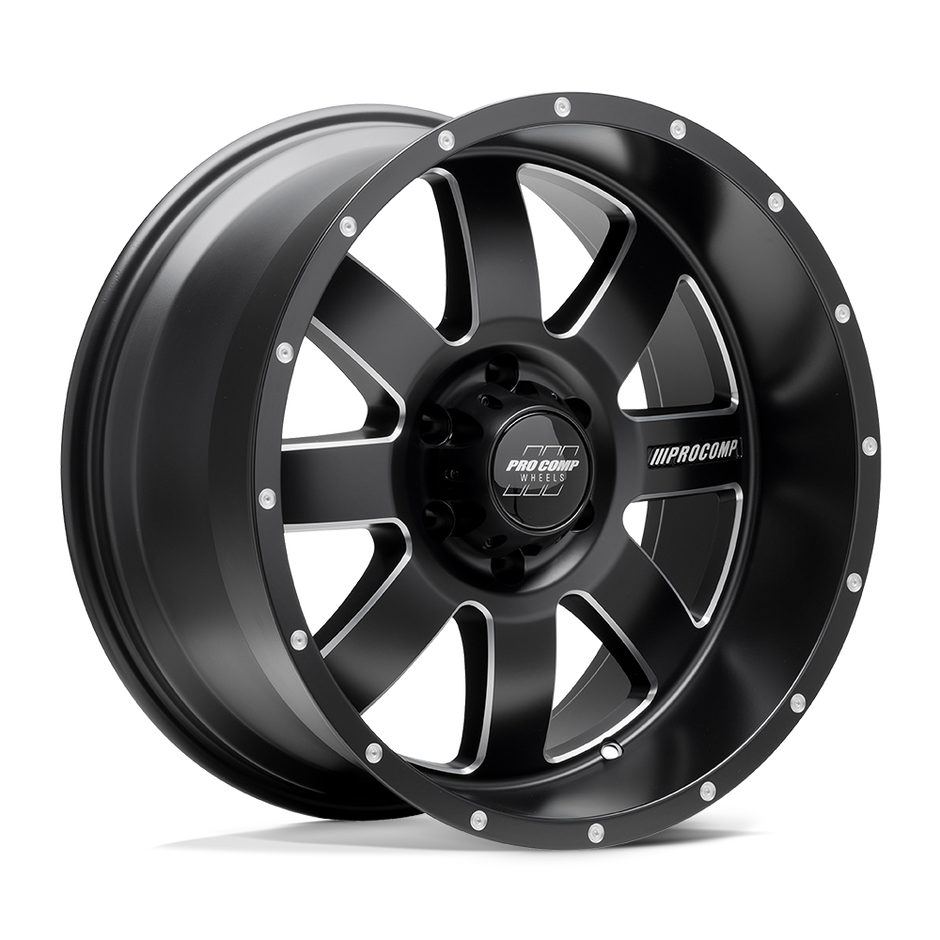Pro Comp Alloys PA73 Trilogy 20x10 Satin Black Milled -18mm ET Custom CB 8x170