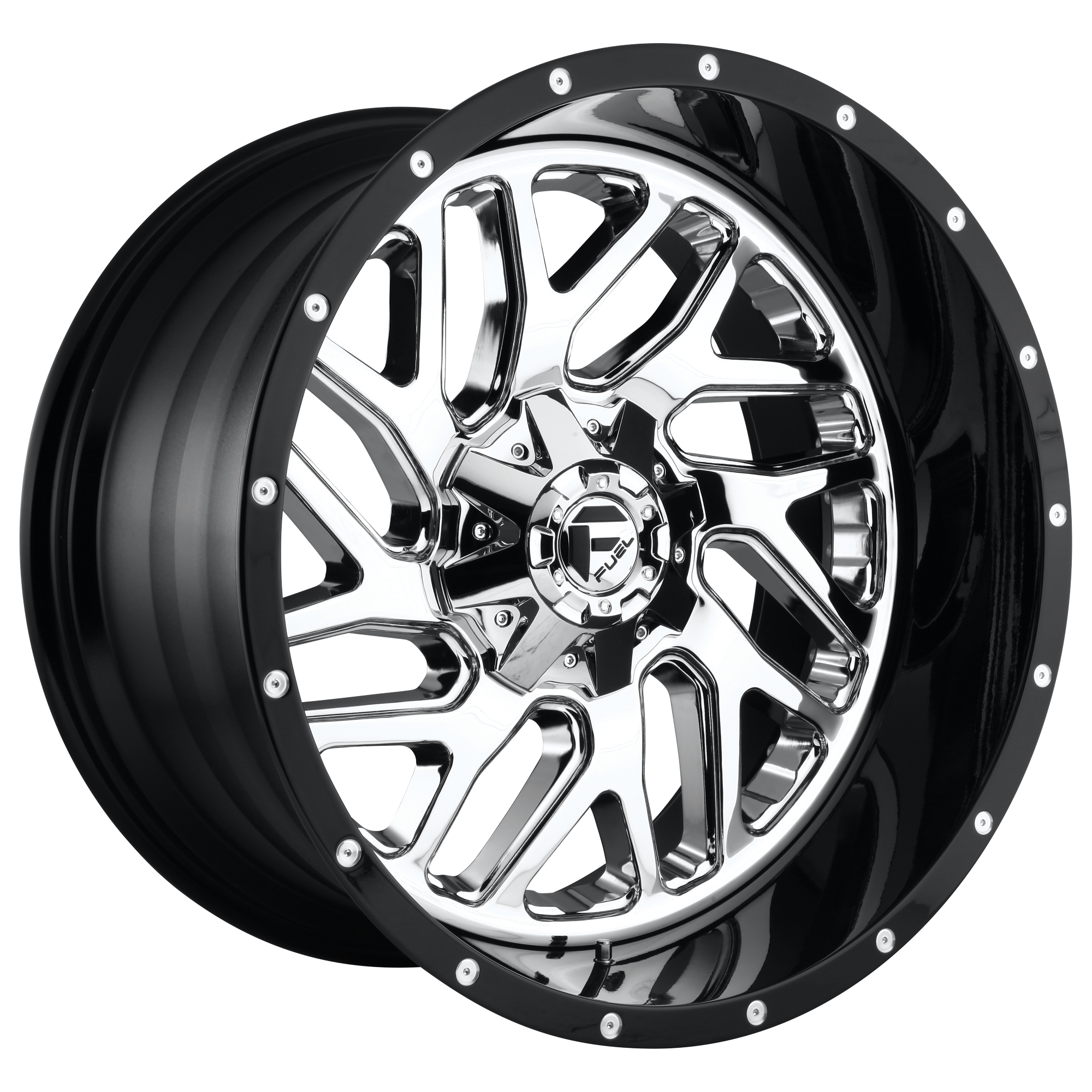 Fuel Wheels D211 Triton 20x10 Chrome Plated w/Gloss Black Lip -19mm ET 110.1mm CB 5x139.7/5x150
