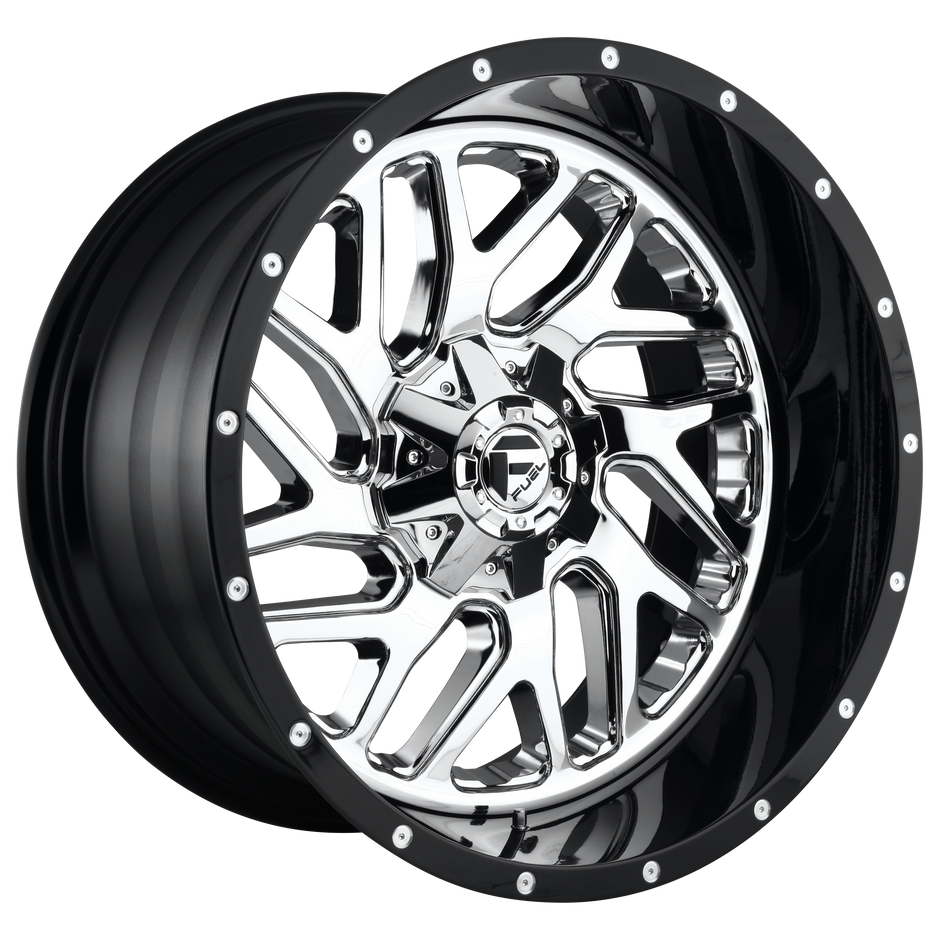 Fuel Wheels D211 Triton 20x10 Chrome Plated w/Gloss Black Lip -19mm ET 110.1mm CB 5x139.7/5x150