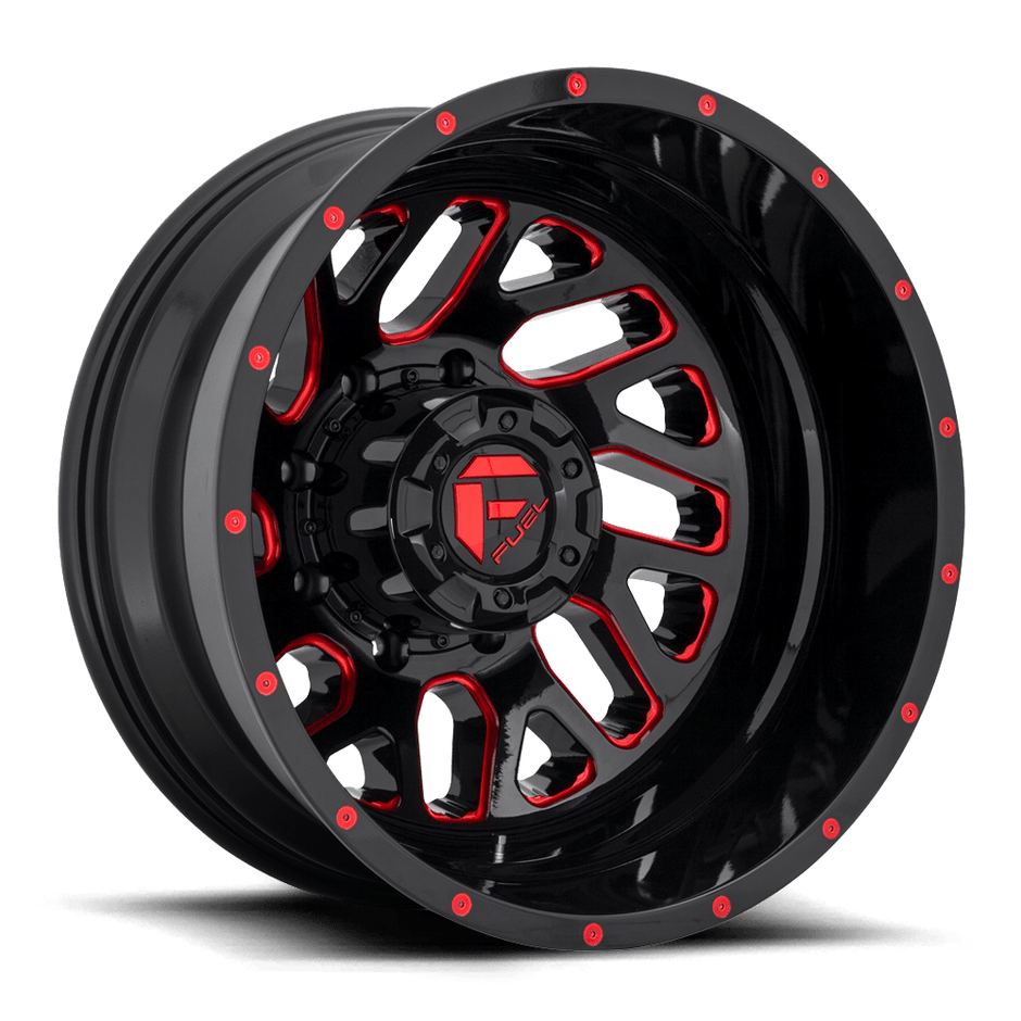 Fuel Wheels D656 Triton Dually-Rear Outer 20x8.25 Gloss Black w/Red Tinted Clear -240mm ET 121.5mm CB 8x165.1