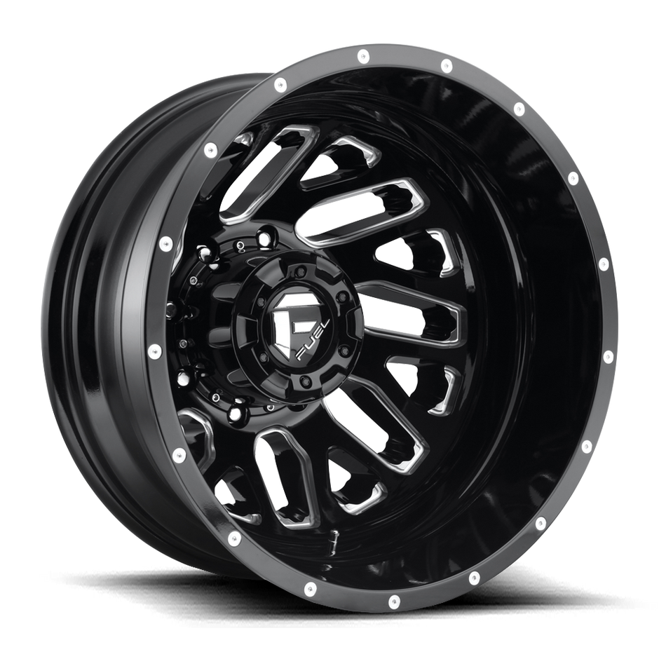 Fuel Wheels D581 Triton Dually-Rear Outer 20x8.25 Gloss Black Milled -240mm ET 121.5mm CB 8x165.1