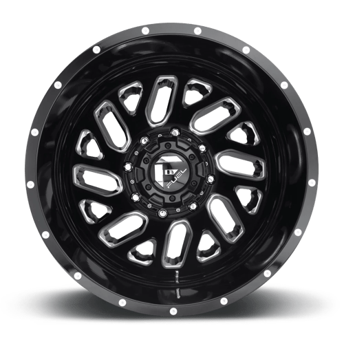 Fuel Wheels D581 Triton Dually-Rear Outer 20x8.25 Gloss Black Milled -240mm ET 121.5mm CB 8x165.1