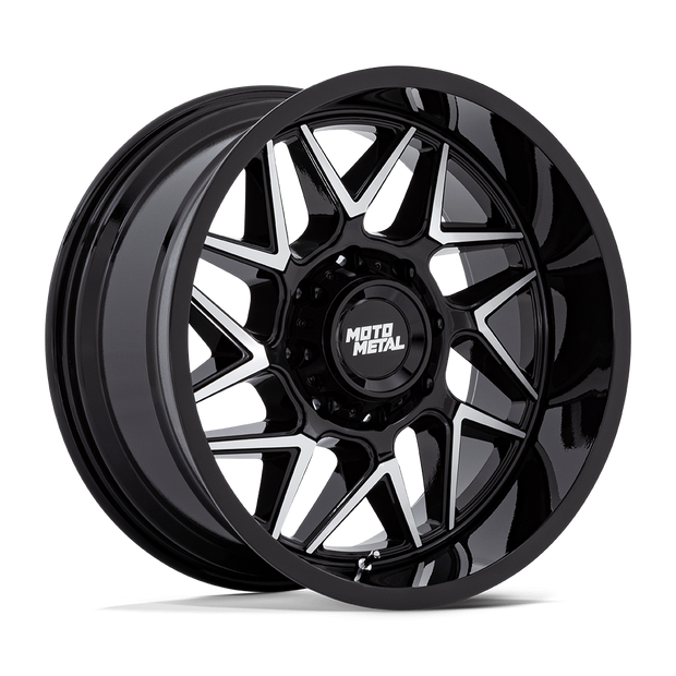 Moto Metal MO812 Turbine 20x9 Gloss Black w/Machined Face 20mm ET 125.1mm CB 8x165.1