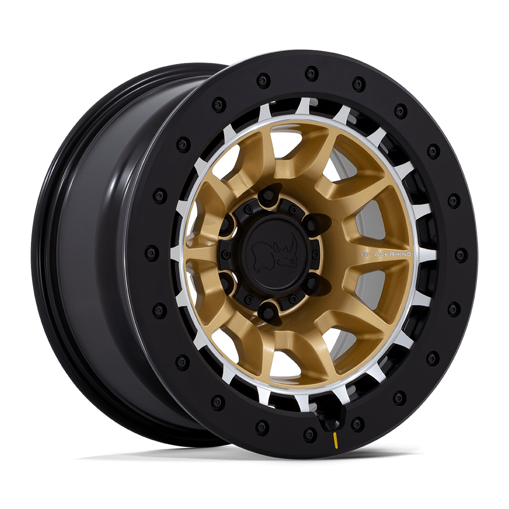 Black Rhino Hard Alloys BR016 Tusk 17x8.5 Matte Gold w/Machined Ring 0mm ET 71.5mm CB 5x127