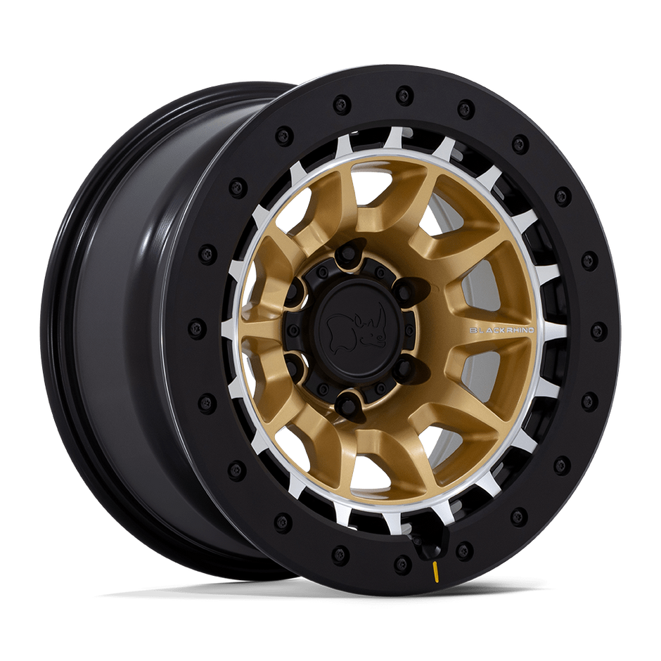 Black Rhino Hard Alloys BR016 Tusk 17x8.5 Matte Gold w/Machined Ring 0mm ET 71.5mm CB 5x127