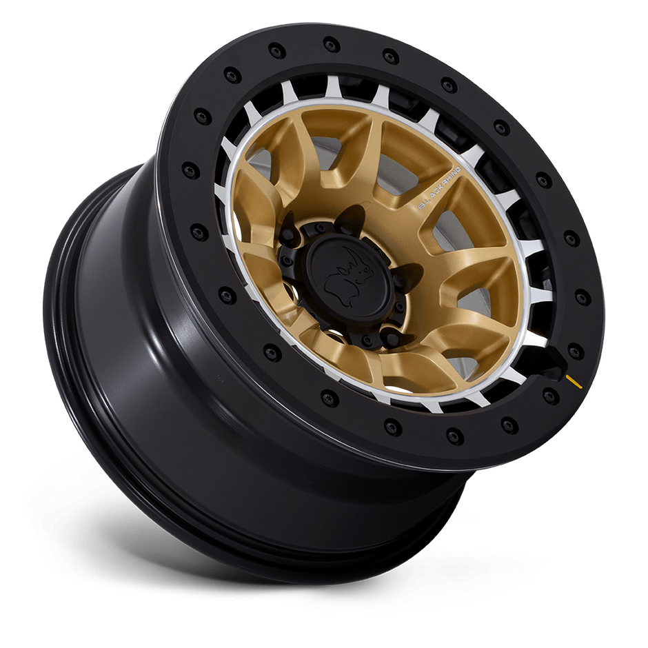Black Rhino Hard Alloys BR016 Tusk 17x8.5 Matte Gold w/Machined Ring 0mm ET 71.5mm CB 5x127