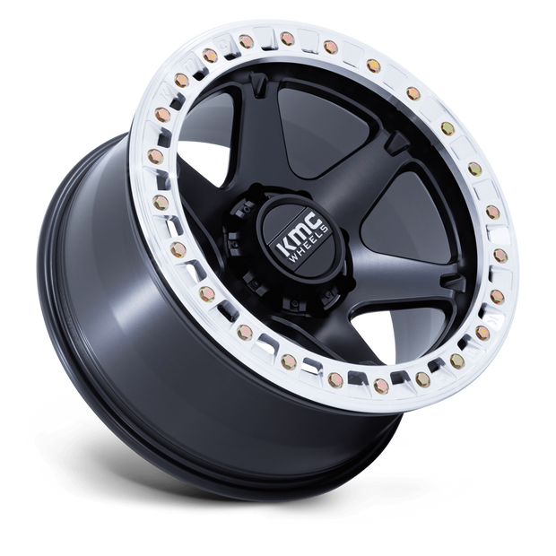 KMC Wheels KM238 VI Beadlock 20x10 Satin Black w/Machined Ring -48mm ET 72.56mm CB Custom BP