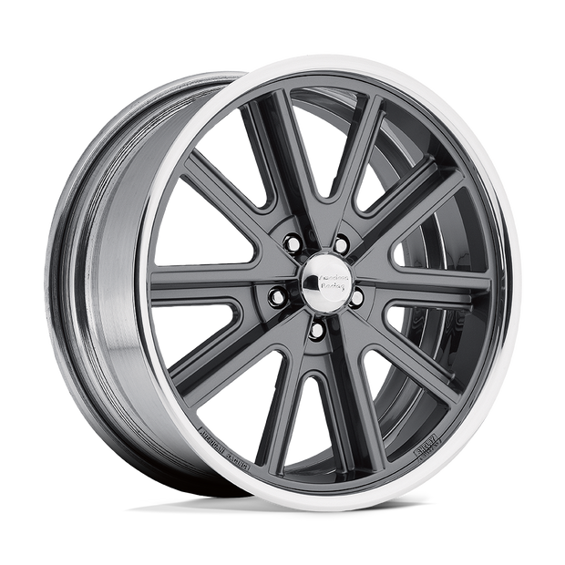 American Racing VN407 Cobra 18x8 Two-Piece Mag Gray w/Polished Barrel 0mm ET 72.6mm CB 5x114.3