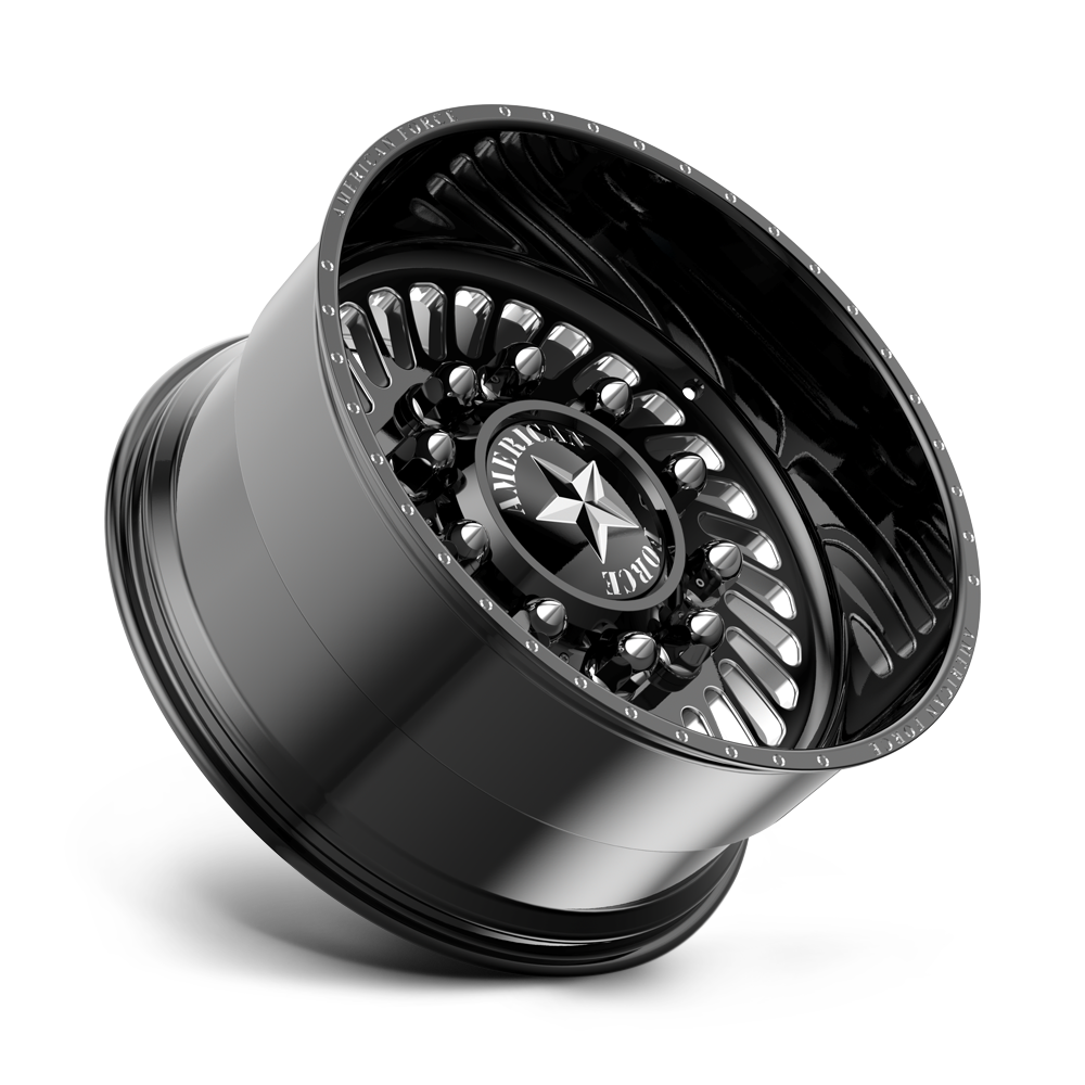 American Force Vader SD forged wheels in gloss black milled finish, side profile view