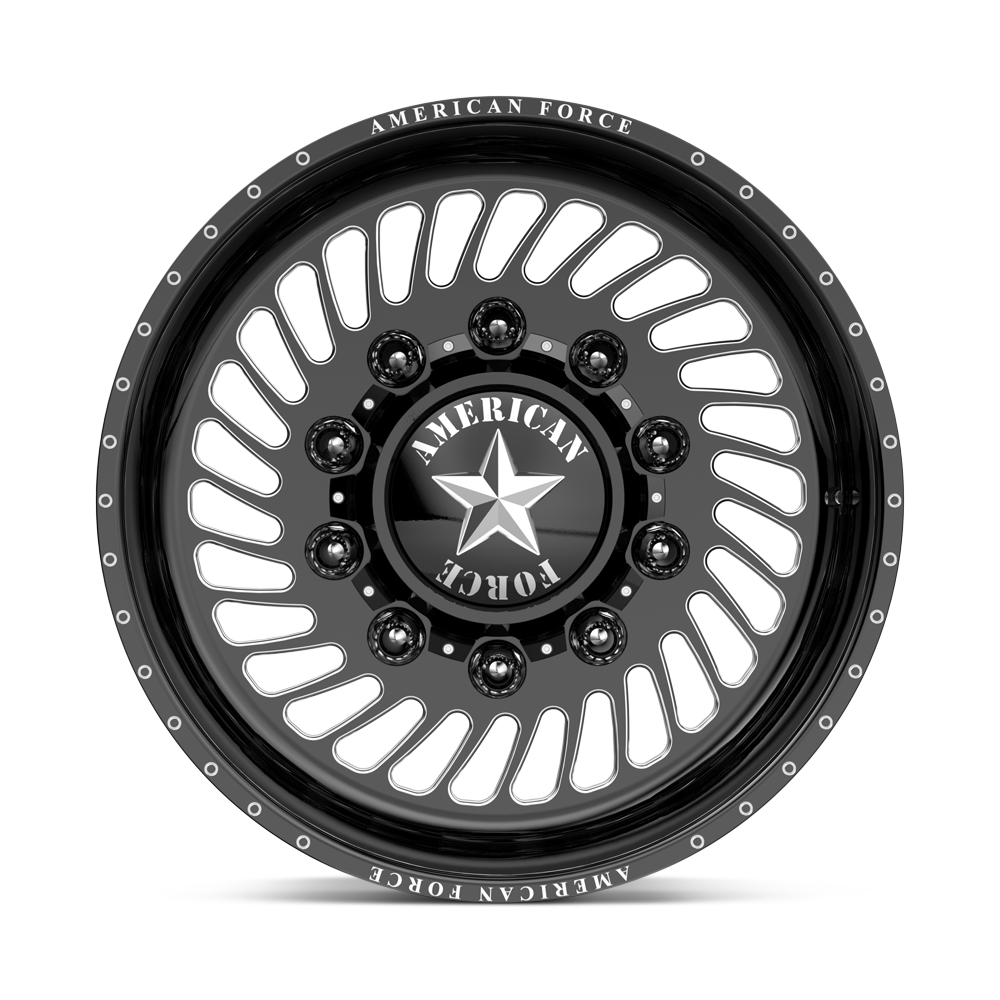 American Force Vader SD forged wheels in gloss black milled finish, face view