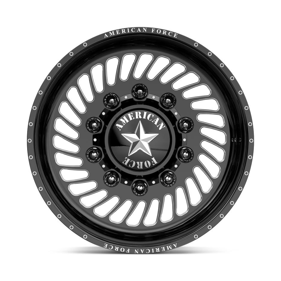 American Force Vader SD forged wheels in gloss black milled finish, face view