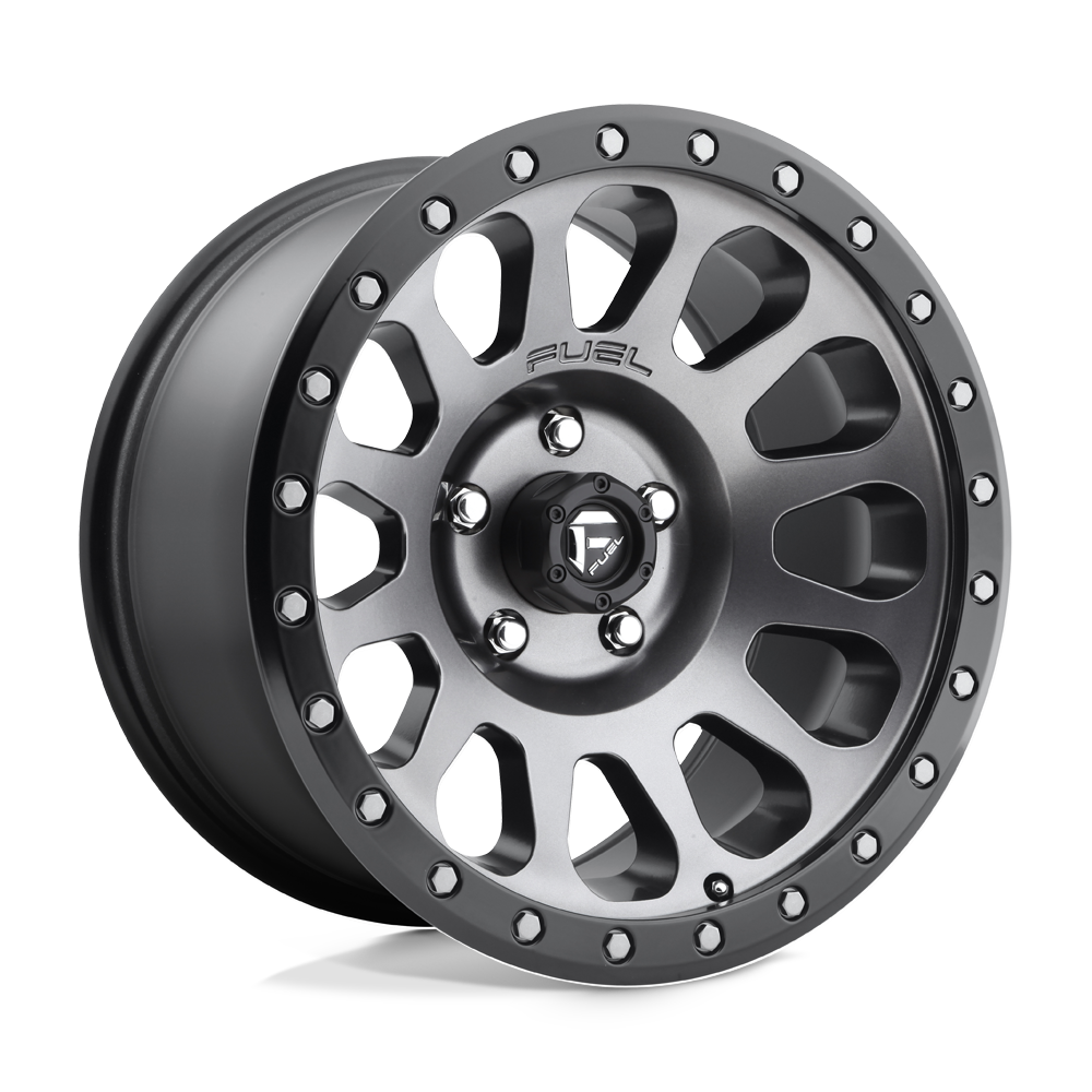 Fuel Wheels D601 Vector 17x8.5 Matte Gunmetal w/Black Bead Ring 7mm ET 108mm CB 6x139.7