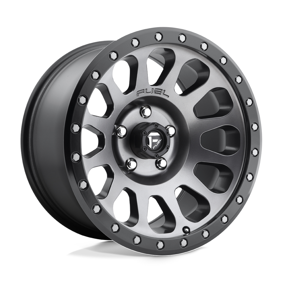 Fuel Wheels D601 Vector 17x8.5 Matte Gunmetal w/Black Bead Ring 7mm ET 108mm CB 6x139.7