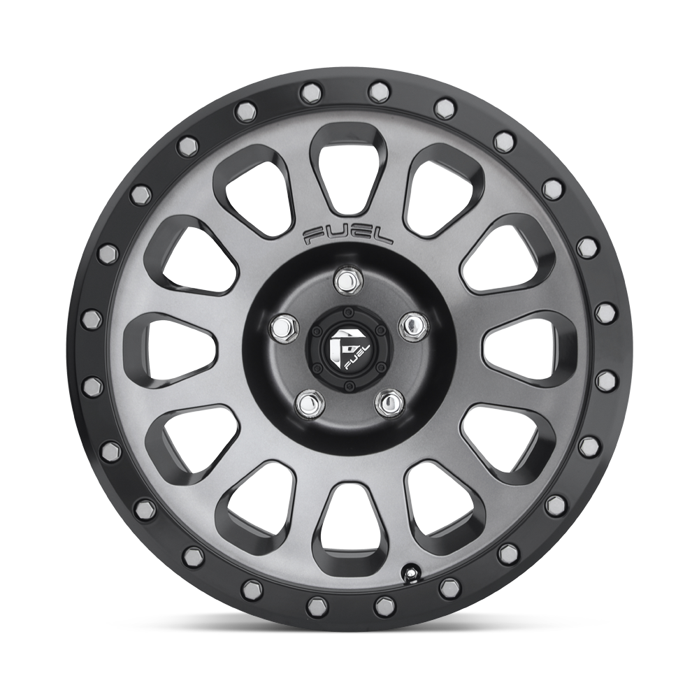Fuel Wheels D601 Vector 17x8.5 Matte Gunmetal w/Black Bead Ring 7mm ET 108mm CB 6x139.7