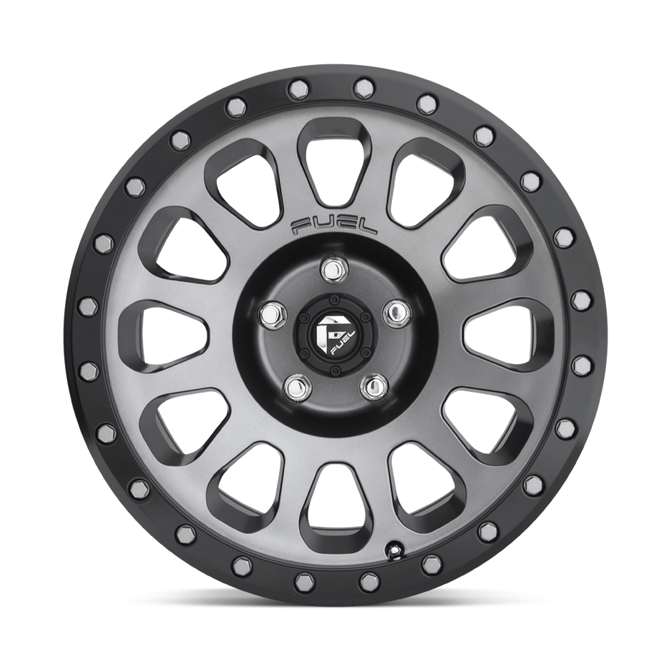 Fuel Wheels D601 Vector 17x8.5 Matte Gunmetal w/Black Bead Ring 7mm ET 108mm CB 6x139.7