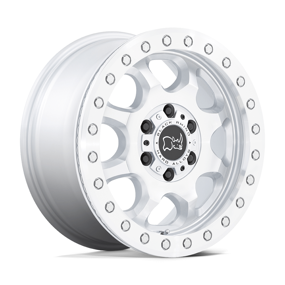 Black Rhino Hard Alloys Venture Beadlock 17x8 Gloss Silver w/Machined Face 38mm ET 84.1mm CB 6x130