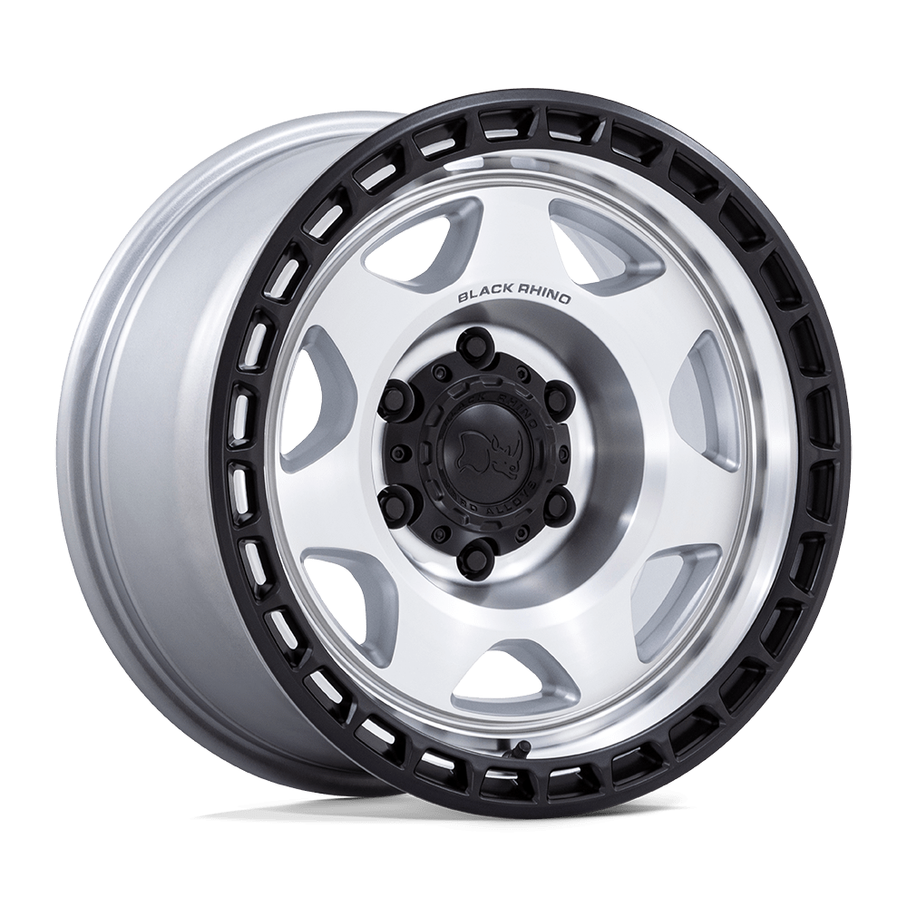 Black Rhino Hard Alloys BR018 Voyager 17x8.5 Silver Machined w/Matte Black Lip 0mm ET 71.5mm CB 5x127