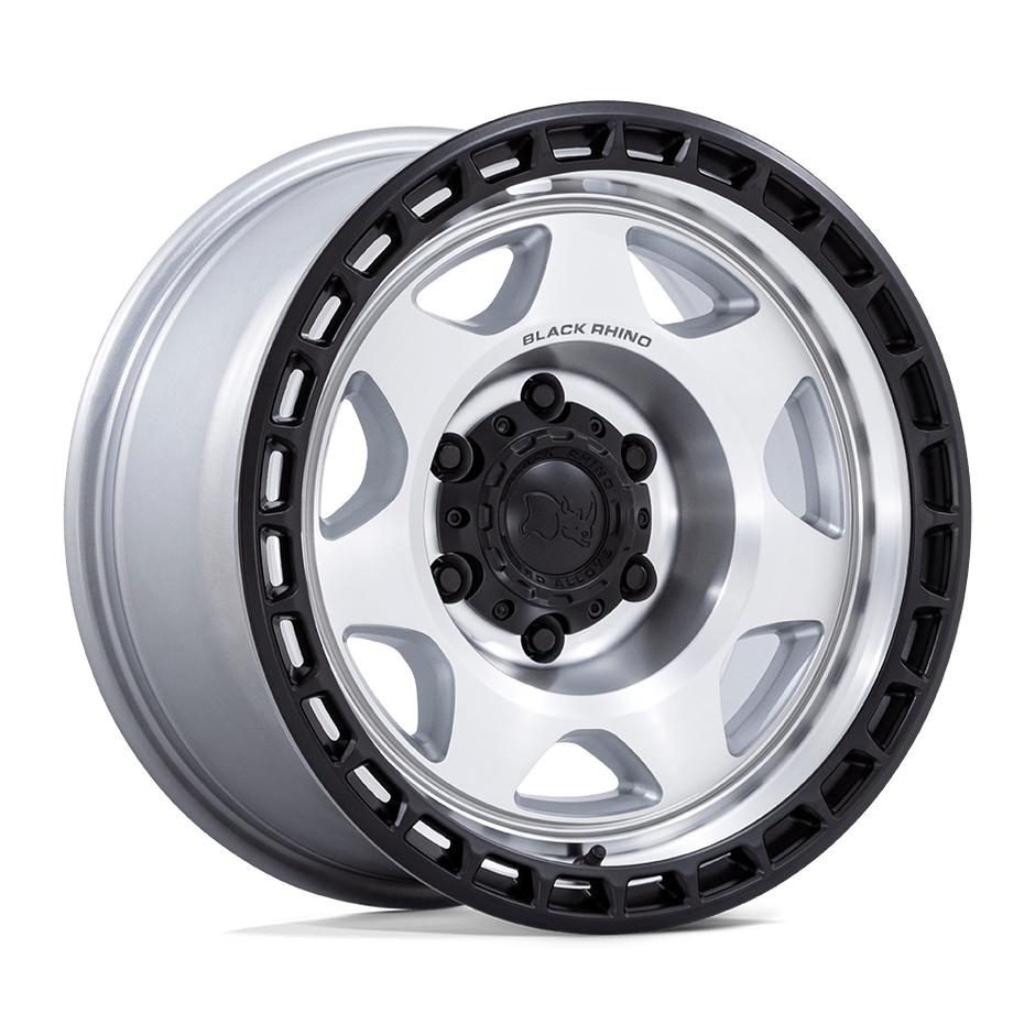 Black Rhino Hard Alloys BR018 Voyager 17x8.5 Silver Machined w/Matte Black Lip 0mm ET 71.5mm CB 5x127
