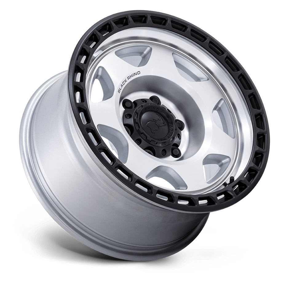 Black Rhino Hard Alloys BR018 Voyager 17x8.5 Silver Machined w/Matte Black Lip 0mm ET 71.5mm CB 5x127