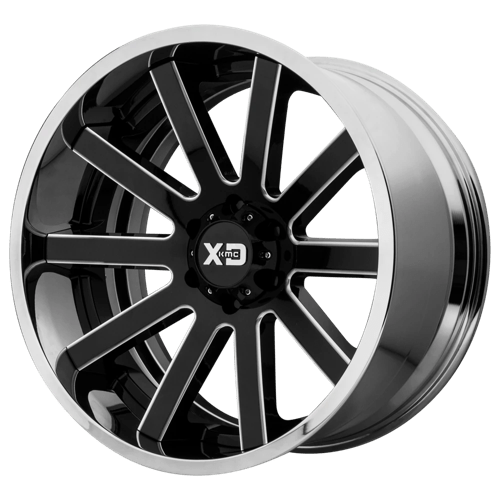 XD Wheels XD200 Heist 20x12 Gloss Black Mill w/Chrome Lip -44mm ET 78.1mm CB 5x139.7 wheel