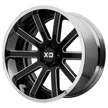 XD Wheels XD200 Heist 22x10 Gloss Black Milled Center w/Chrome Lip -18mm ET 125.5mm CB 8x180 wheel