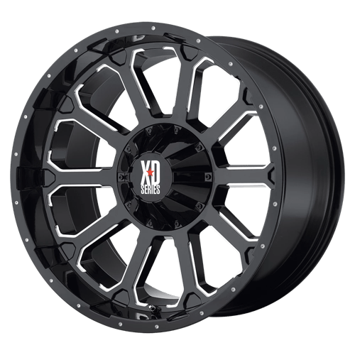 XD Wheels XD806 Bomb 22x10 Gloss Black w/Milled Accents -24mm ET 78.1mm CB 5x127 wheel