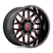 XD Wheels XD820 Grenade 22x12 Satin Black Milled w/Red Tint Clearcoat -44mm ET 125.5mm CB 8x165.1 wheel
