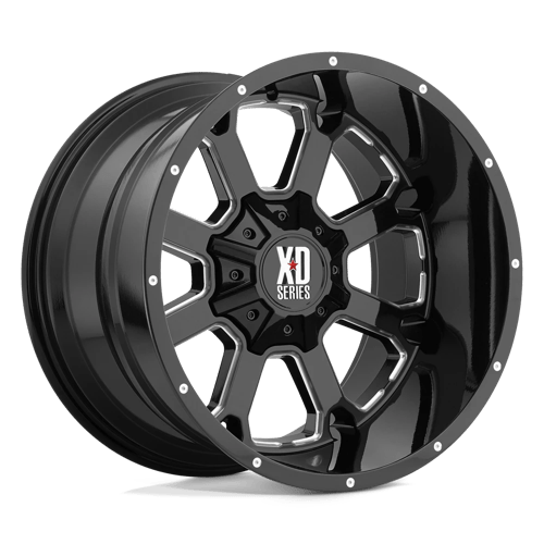 XD Wheels XD825 Buck 25 22x10 Gloss Black Milled -18mm ET 110.1mm CB 5x150 wheel