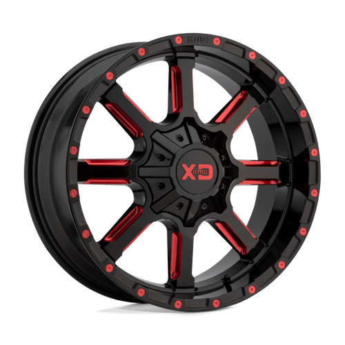XD Wheels XD838 Mammoth 20x10 Gloss Black Milled w/Red Tint -18mm ET 125.1mm CB 8x170 wheel